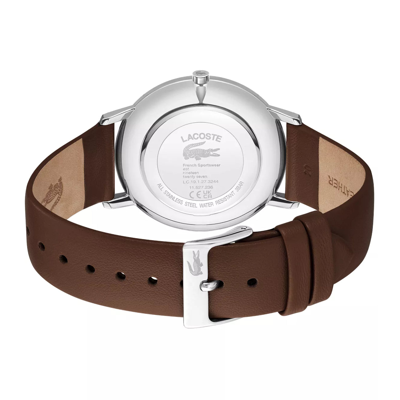 Reloj Lacoste Everett para hombre de 40 mm con correa marrón y esfera azul