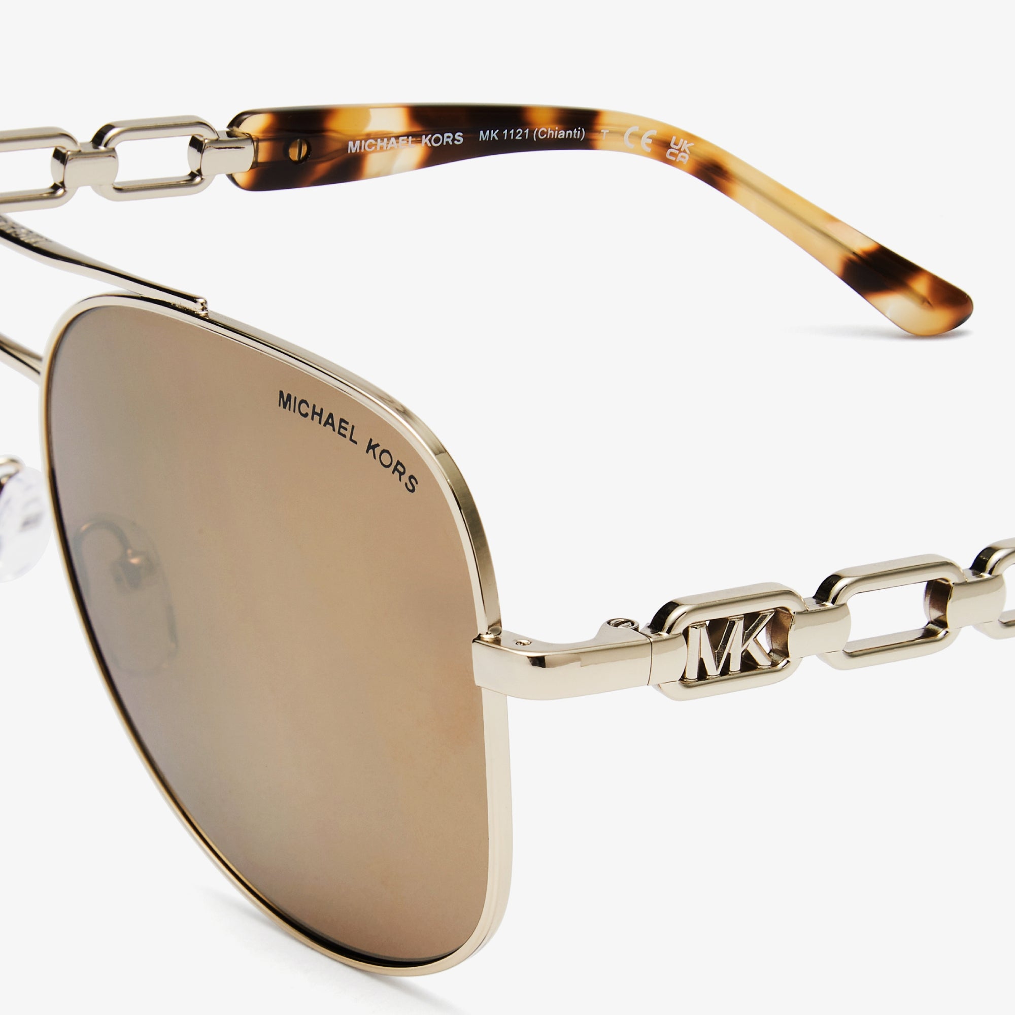 Michael Kors Chianti Woman's Pilot Sunglasses, Gold Mirror– Curacao