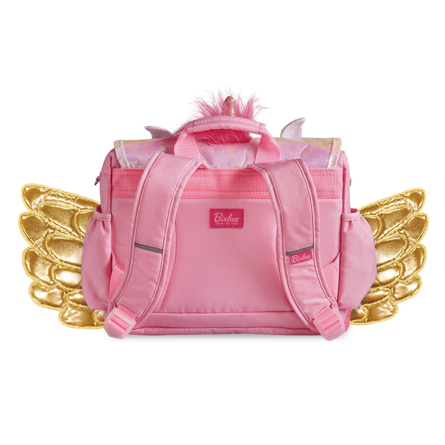 Bixbee 12" Golden Wings Unicorn Small Backpack in Polyester - Pink