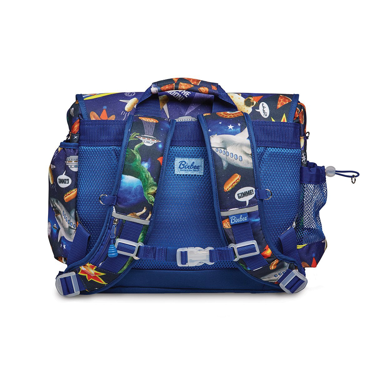 Mochila grande Bixbee de 15" con diseño de Meme Space Odyssey, color azul