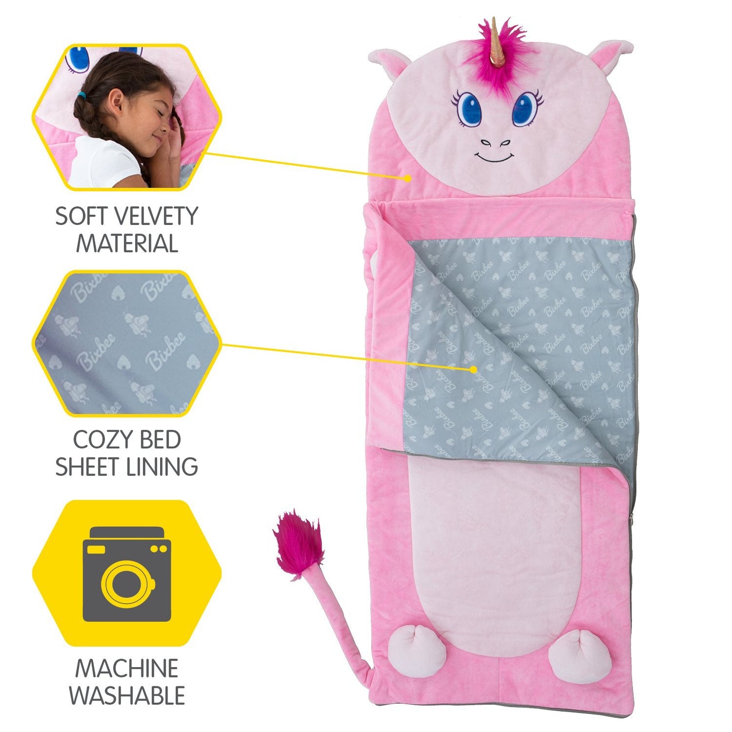 Bixbee 60" Unicorn Sleeping Bag - Pink