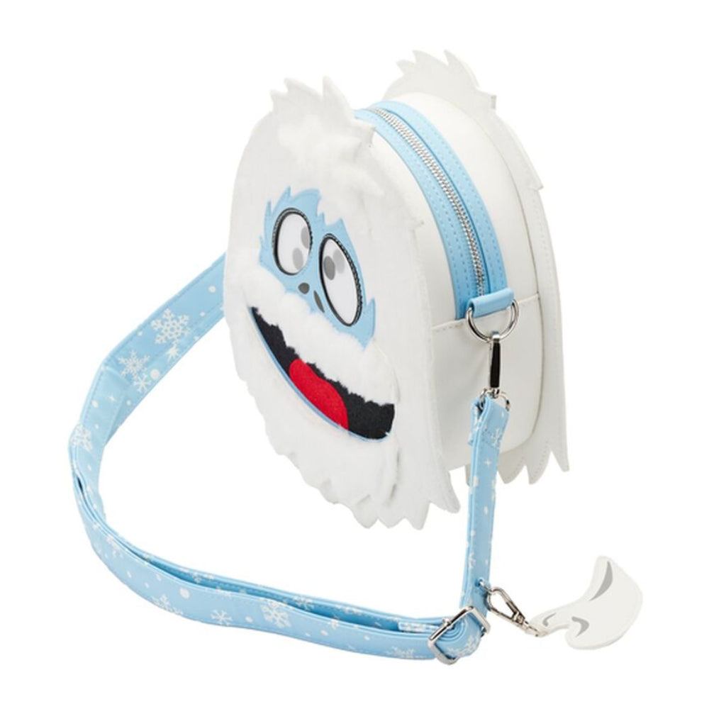 Bolso bandolera Loungefly de poliuretano con cabeza de abejorro en forma de Rudolph, el reno de nariz roja, de 11 pulgadas, color blanco y azul