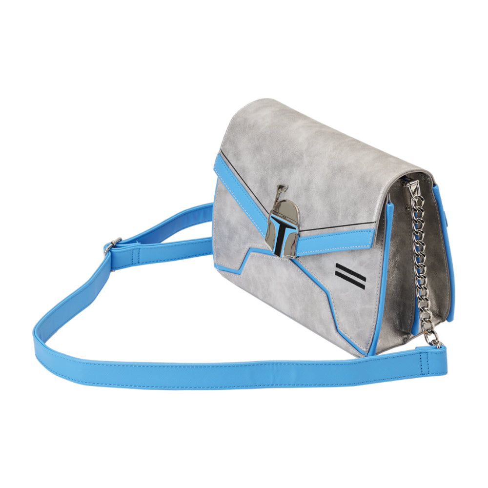 Bolso bandolera Star Wars Jango Fett de Loungefly en poliuretano, plateado y azul