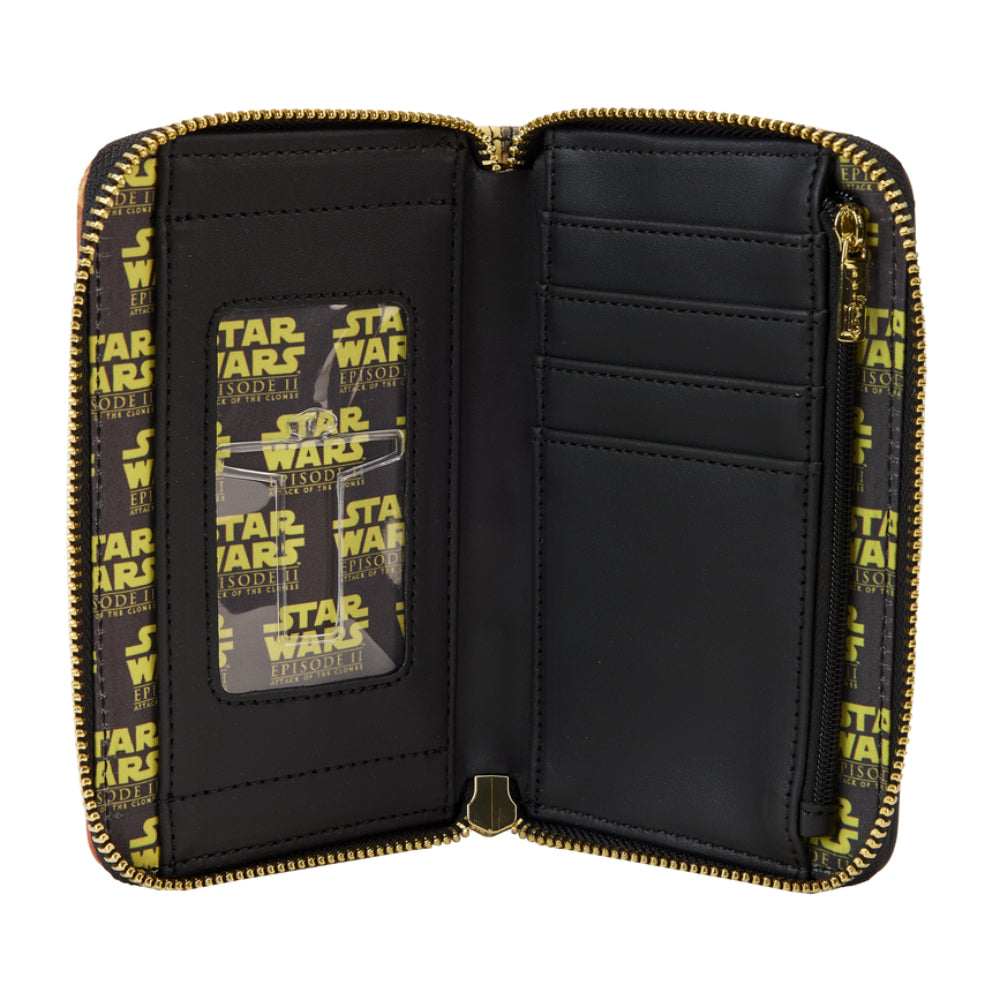 Cartera Loungefly de poliuretano con cremallera y diseño de Star Wars Episodio II: El ataque de los clones, de 6" (multicolor)