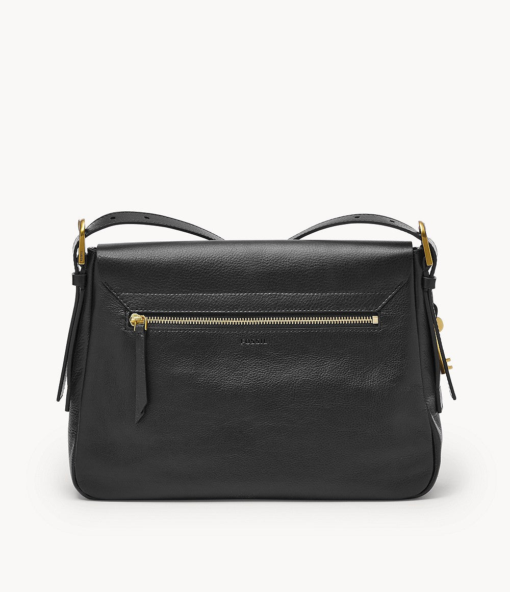 Bolso bandolera grande con solapa Harper de Fossil de 9,5" - Negro