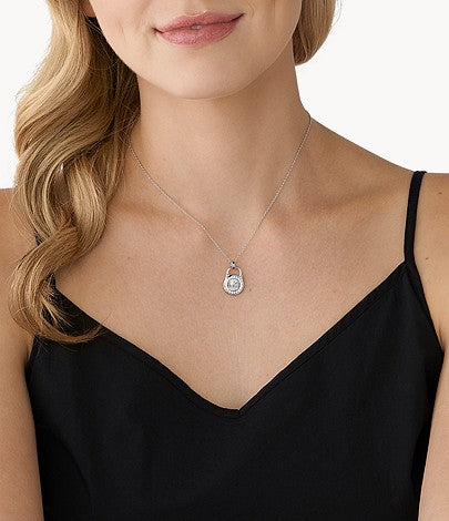 Collar con colgante de candado de madreperla para mujer de Michael Kors en plata de ley