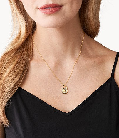 Collar con colgante de candado para mujer de Michael Kors en baño de oro de 14 quilates sobre plata de ley