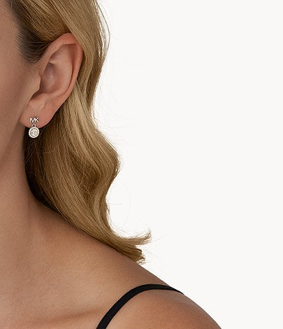 Pendientes colgantes con halo y pavé de Michael Kors para mujer en plata de ley