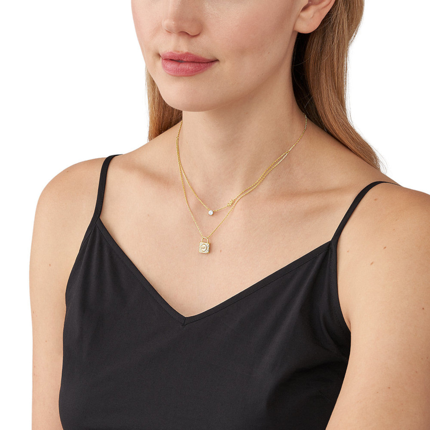 Michael Kors Women's Zirconia Necklace in Gold-Plating over Sterling Silver