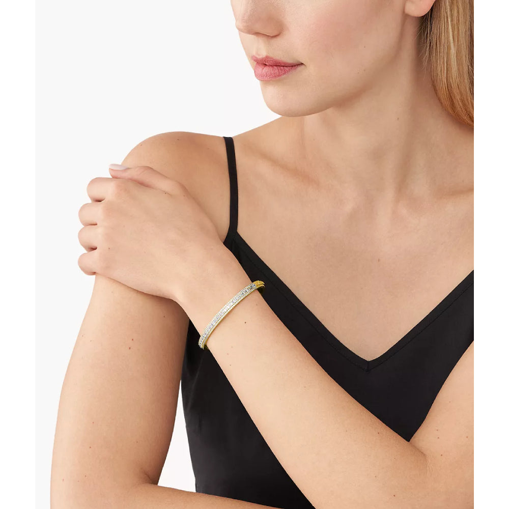 Pulsera de mujer Michael Kors con circonita cúbica cónica en forma de baguette y pavé en baño de oro de 14 quilates sobre plata de ley