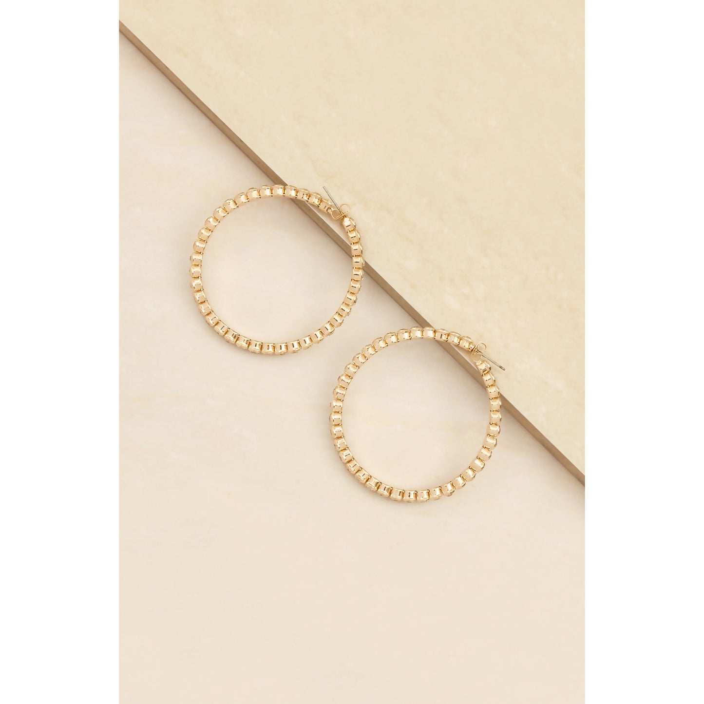 Ettika Women's Perfect Thin Crystal 18k Gold Plated Hoop Earrings