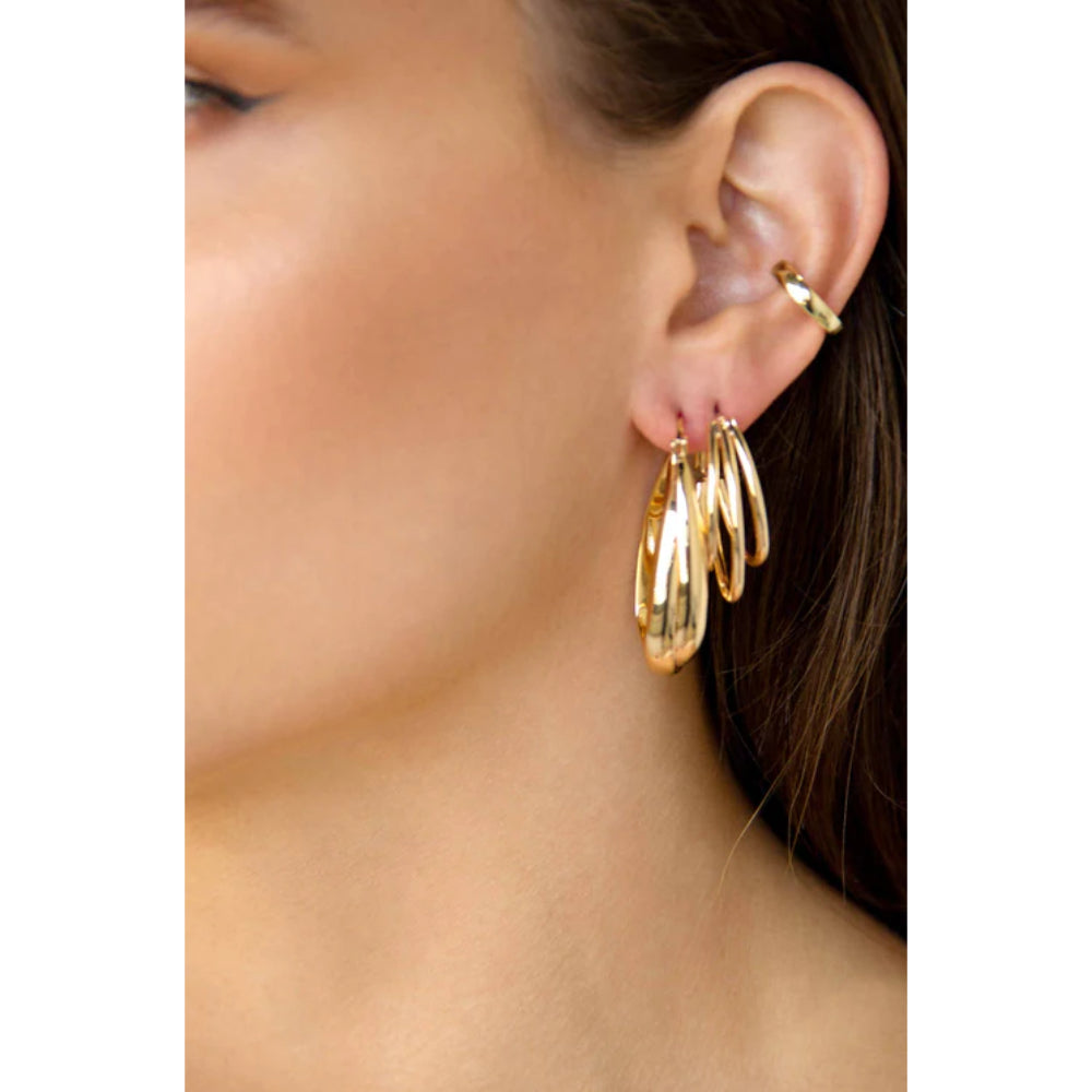 Ettika Helena Women's 18k Gold Plated Hoop Earrings