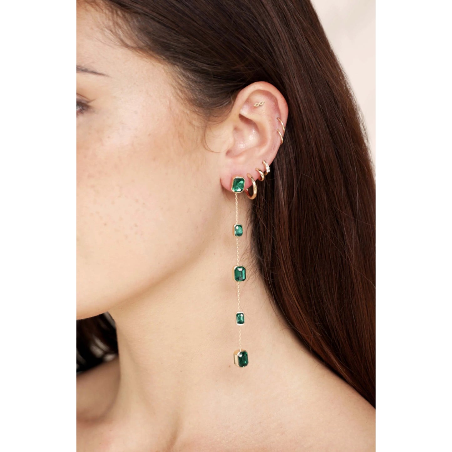 Ettika Iconic Emerald Crystal Women's 18k Gold Plated Dangle Earrings