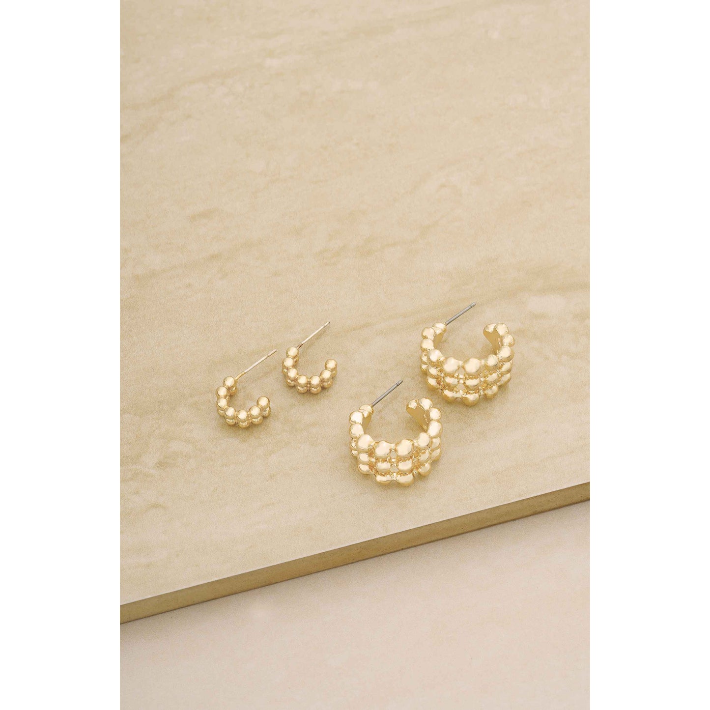 Ettika Bubble 18k Gold Plated Hoop Set