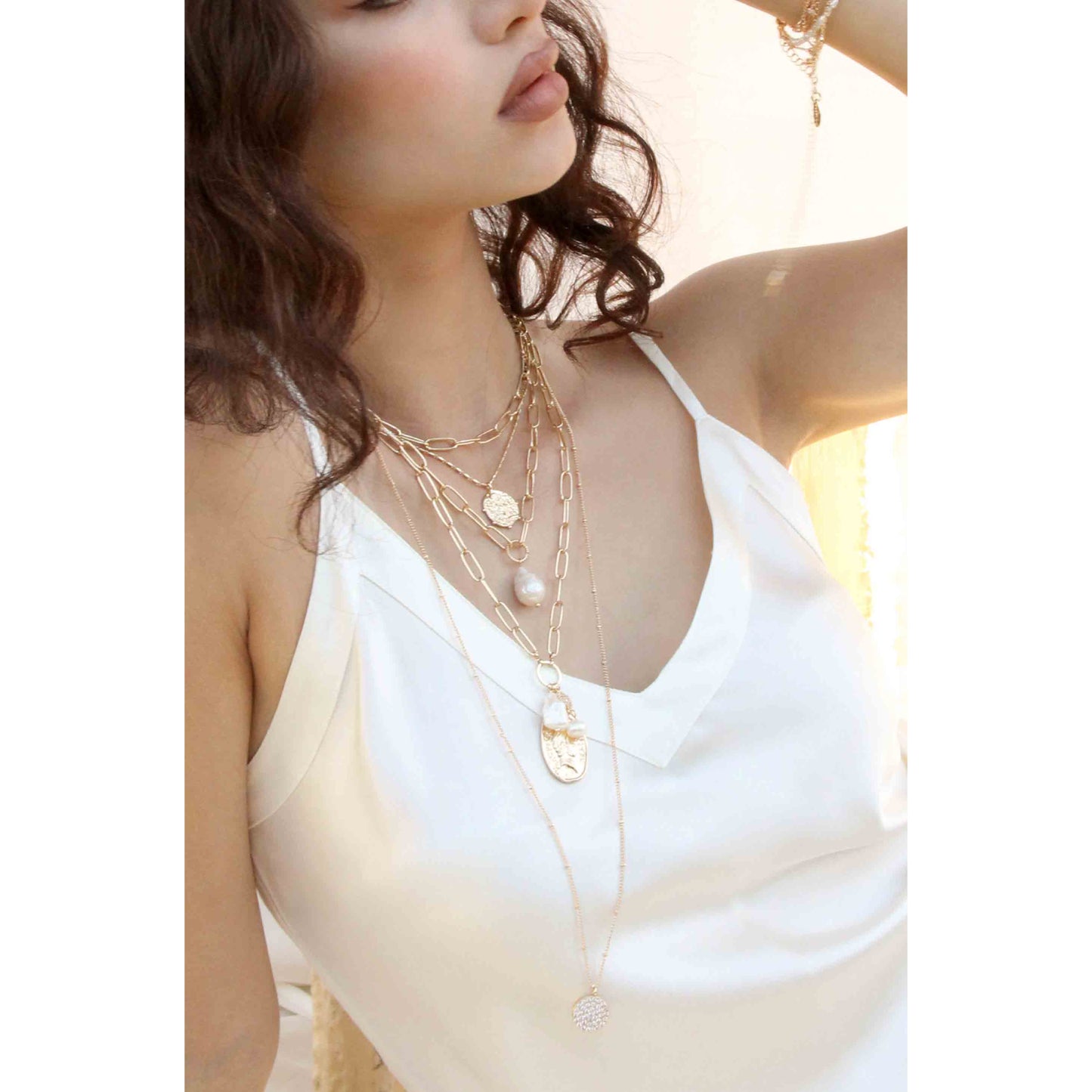 Ettika Single Pearl Open Links 18k Gold Plated Chain Necklace