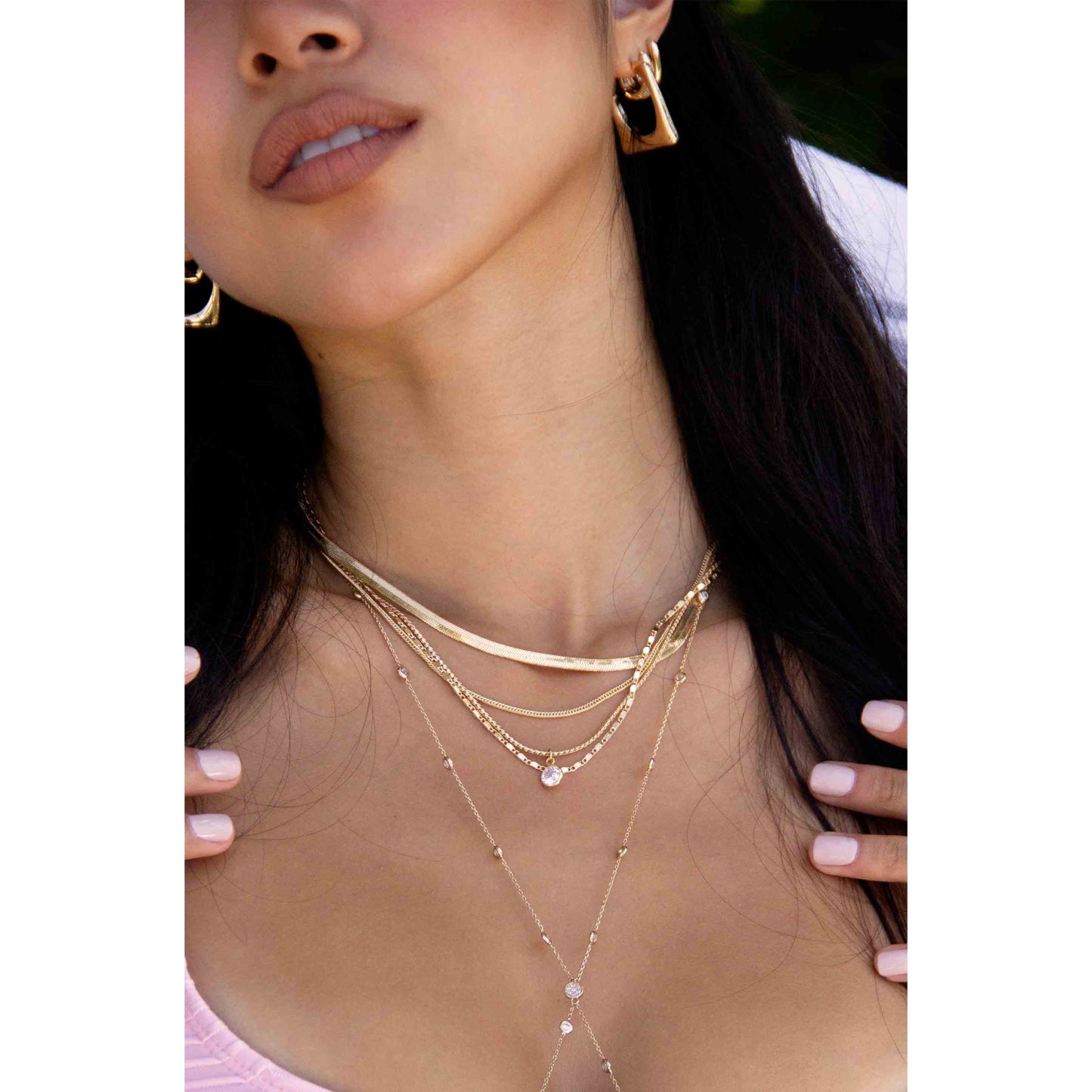 Ettika 18.5" All The Chains Layered Necklace in 18k Gold Plate Over Brass and Steel