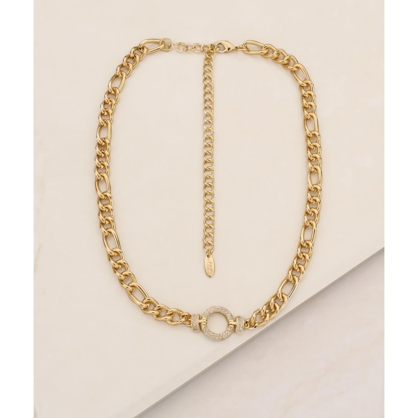 Ettika 15.5" Eternity Crystal Circle Necklace in 18k Gold Plate Over Brass and Steel