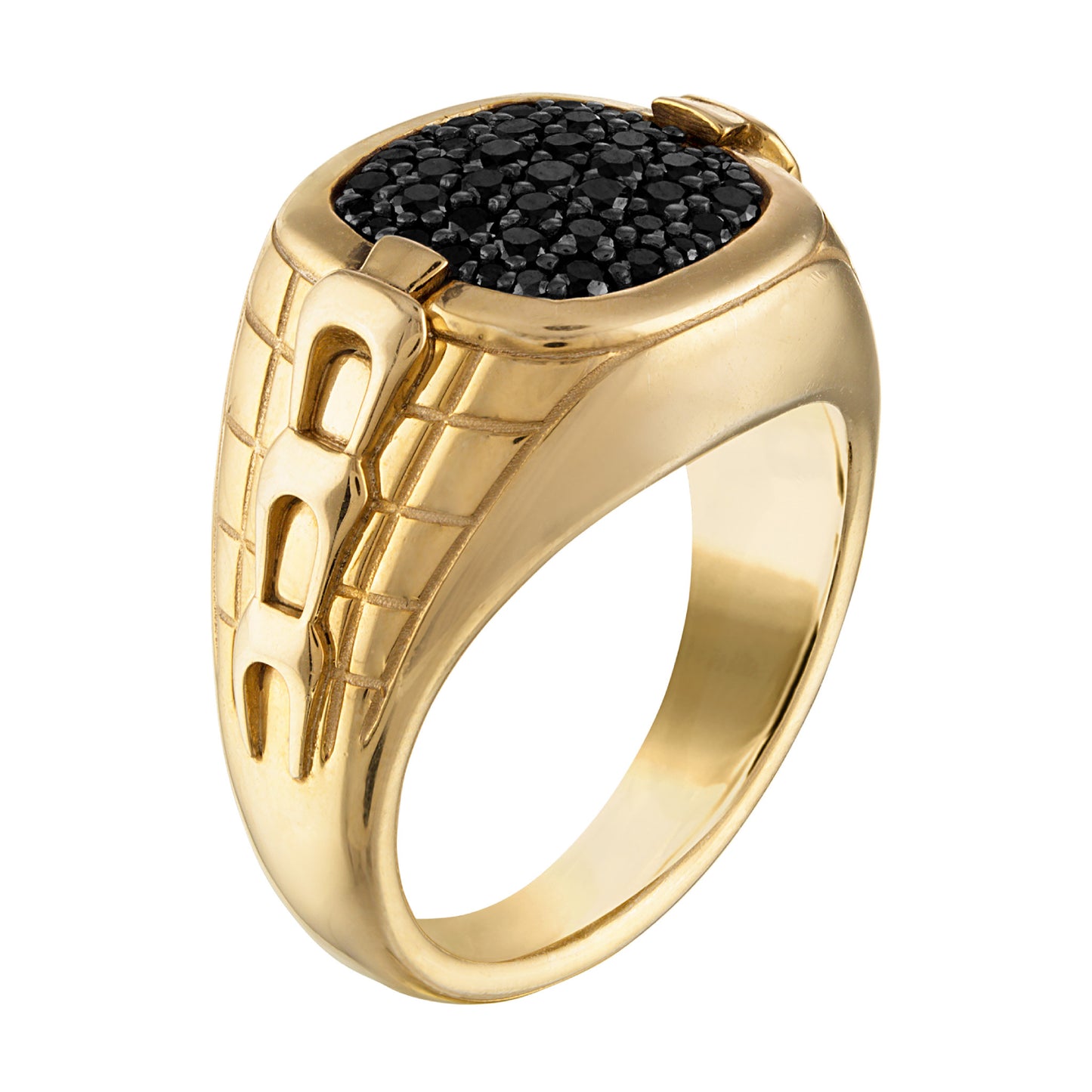 Anillo de diamantes negros Icon de 0,50 ct en total para hombre de Bulova con baño de oro de 14 k