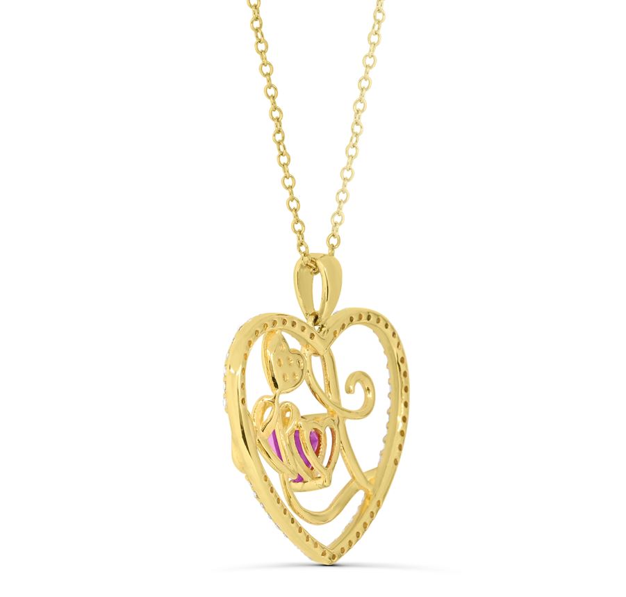 Affinity Designs 14K Yellow Plated 18' Cable Chain Radiant Love Pink Necklace