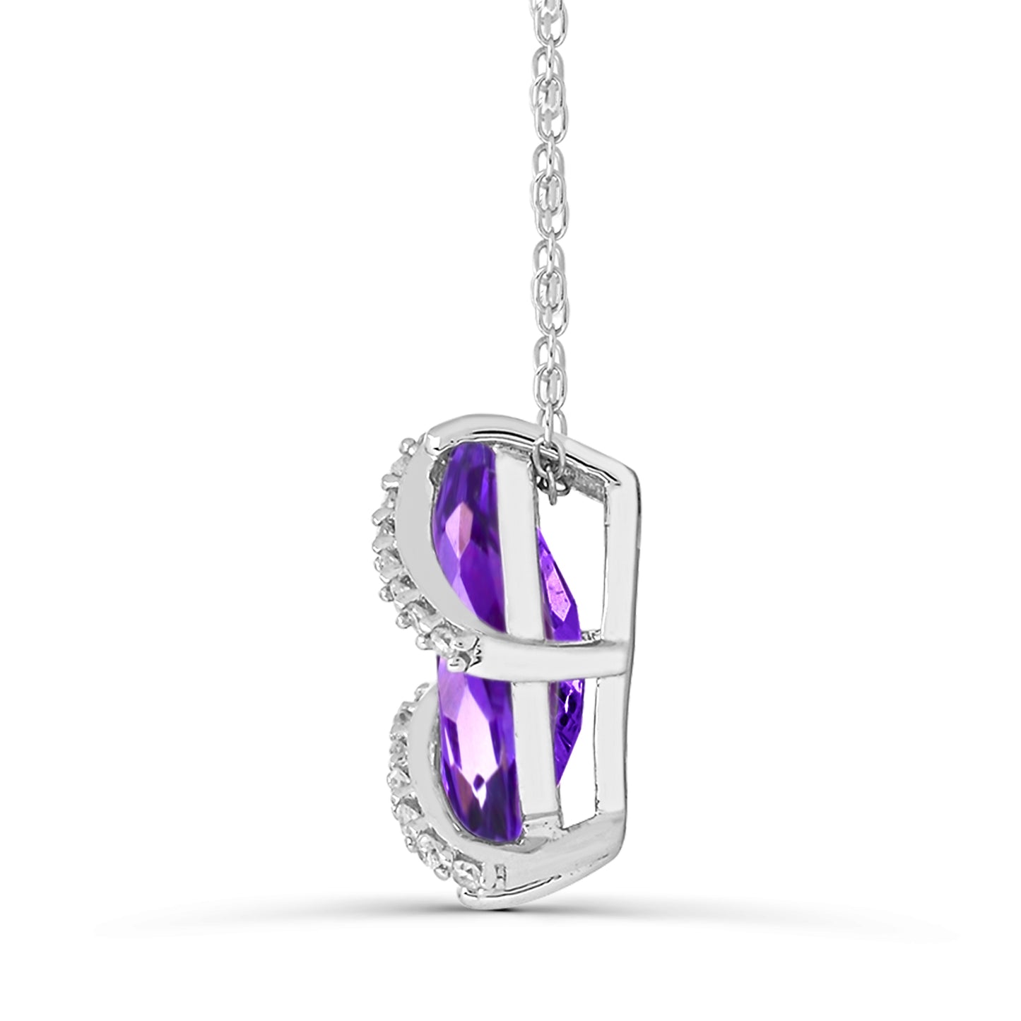 Sterling Silver Amethyst and White Topaz Necklace