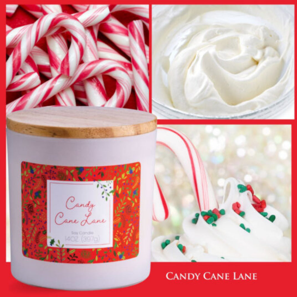 Calentadores de velas Vela de soja Candy Cane Lane de 14 oz