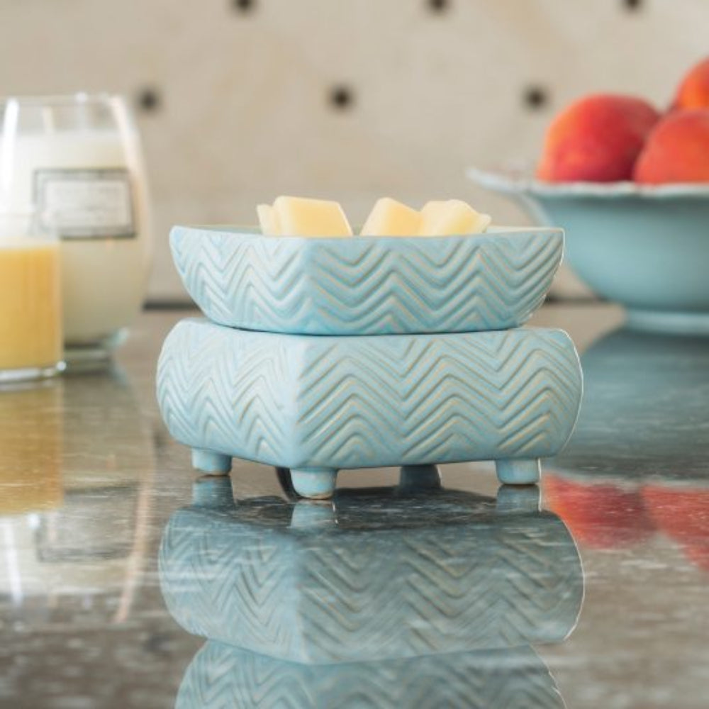 Candle Warmers Classic 2-in-1 Fragrance Warmer with Chevron Pattern - Sky Blue