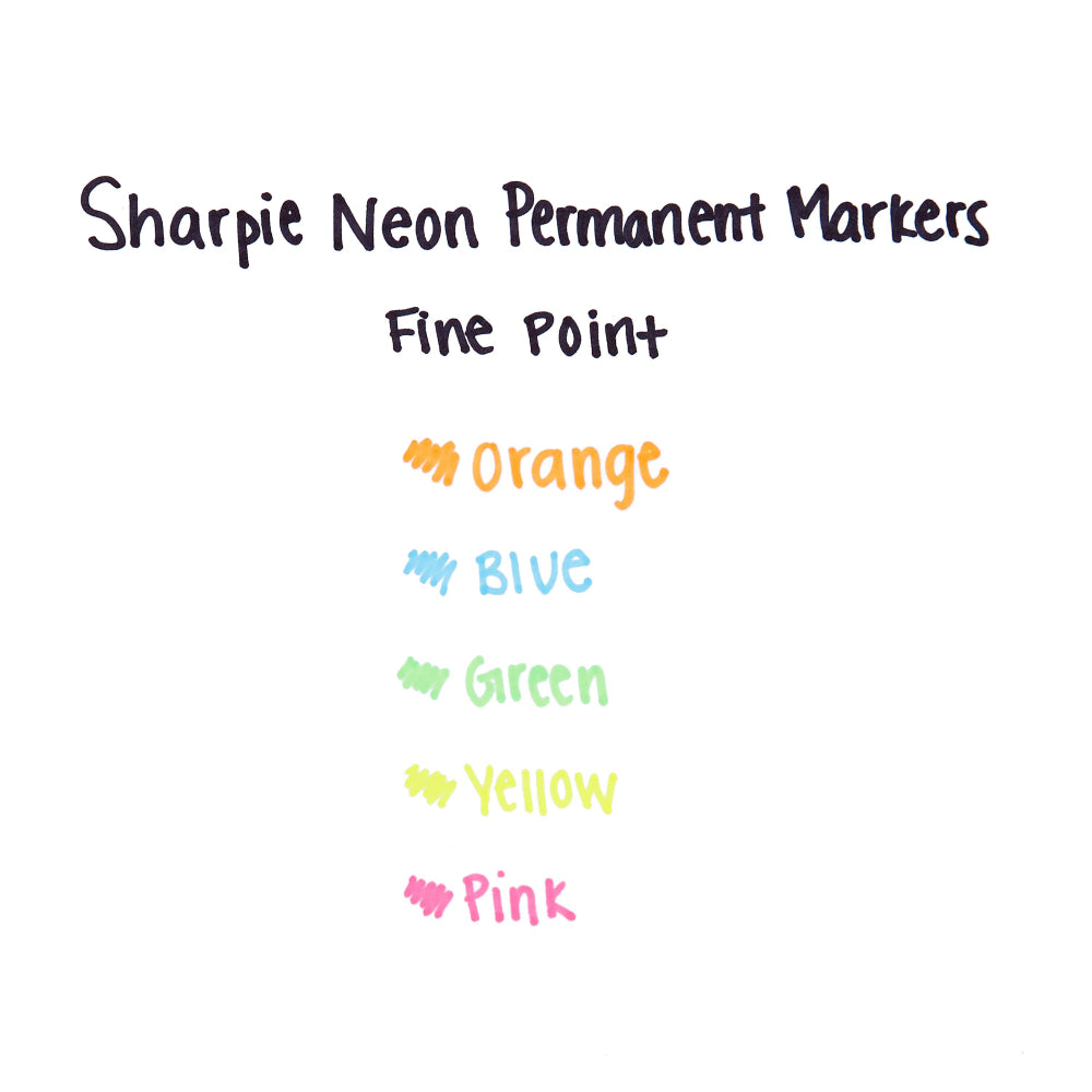 Sharpie Neon Fine Point Permanent Markers (Set of 5)