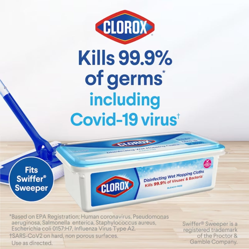 Clorox Rain Clean Scent Bleach Free Disinfecting Wet Mopping Cloths (24-Count) - White