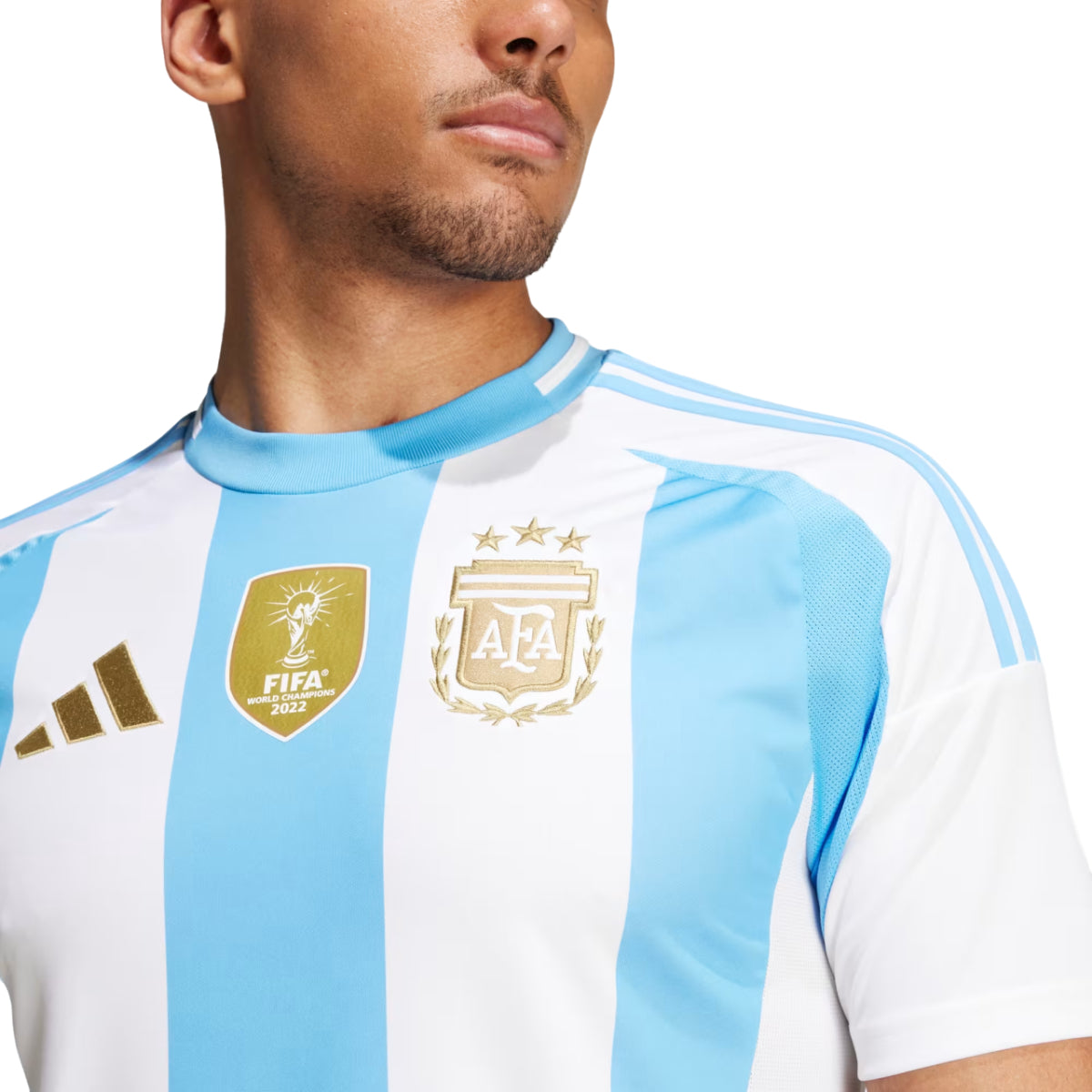 Adidas Argentina 2024 Home Stadium Medium Soccer Jersey - White/Blue Burst