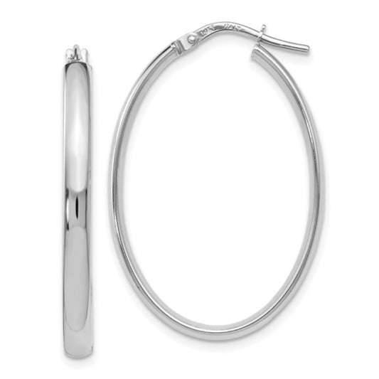 14K Leslie's Women's 3mm Hoop Earrings in Rhodium Plating-over 14K White Gold