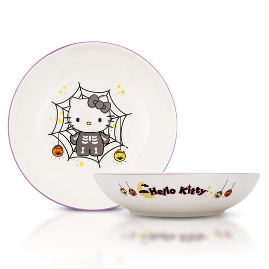 Sanrio Hello Kitty Skeleton Web 9" Ceramic Coupe Dinner Bowl - White