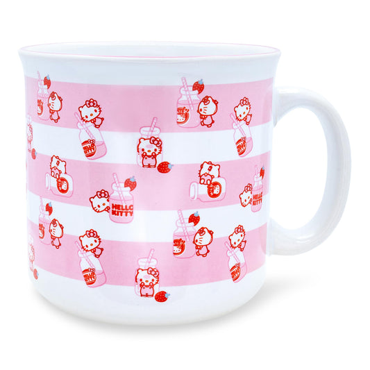Sanrio Hello Kitty Strawberry Milk 20 oz Ceramic Camper Mug - White/Pink