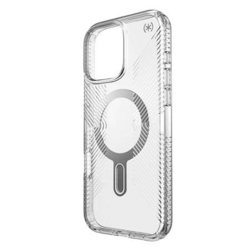 Speck Refresh Presidio Perfect Clear Grip MagSafe Cases with Clicklock for Apple iPhone 16 Pro Max -  Chrome/Silver