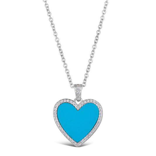 Anna Zuckerman HOC03 Women's Diamond Crystalline And Blue Turquoise Necklace in Platinum-Plating over 925 Sterling Silver