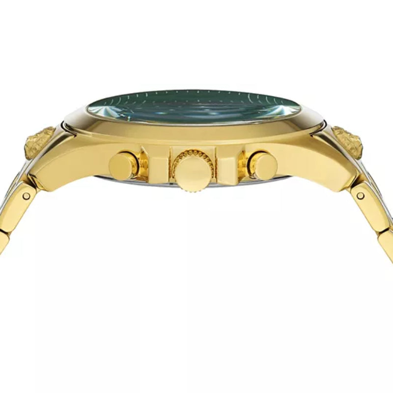 Versus Versace Chrono Lion Men's 44mm Yellow Gold Bracelet Watch - Green Dial