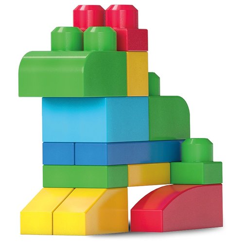 Bolsa de construcción grande First Builders de Mega Bloks, juego de construcción clásico de 80 piezas, color azul