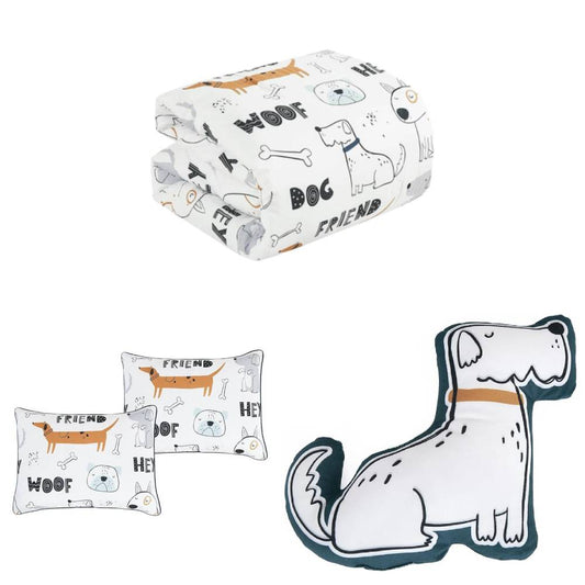 ESCA Woof Friends Kid's Comforter Set (4-Piece) - White