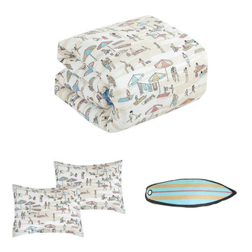 ESCA Coastal Beach Surfing Kid's Full Size Comforter Set (4-Piece) - Beige