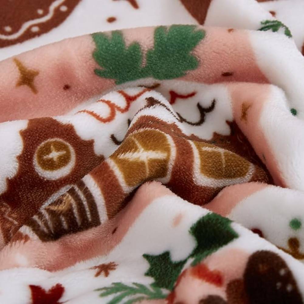 JCrown Double Sided Cookie Patch Holiday Print Throw Blanket