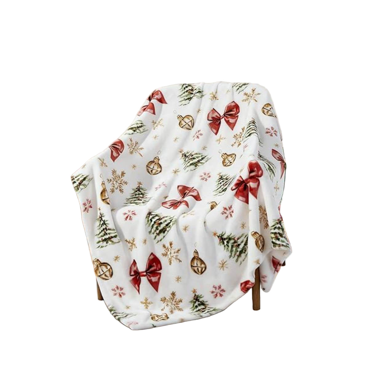 JCrown Double Sided Amaryllis Holiday Print Throw Blanket - White