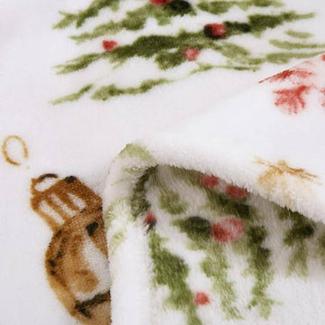 JCrown Double Sided Amaryllis Holiday Print Throw Blanket - White