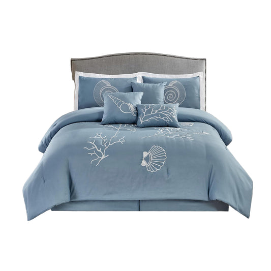 Kashi Home Queen Size Comforter Set (7-Piece) - Blue