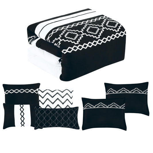 ESCA Euzebia Comforter Set (7-Piece) - Black/White