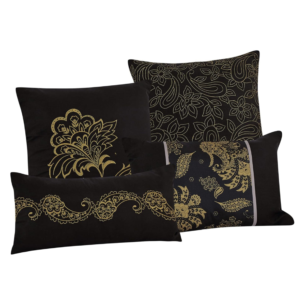 ESCA Dubh Comforter Set (7-Piece) - Black/Yellow