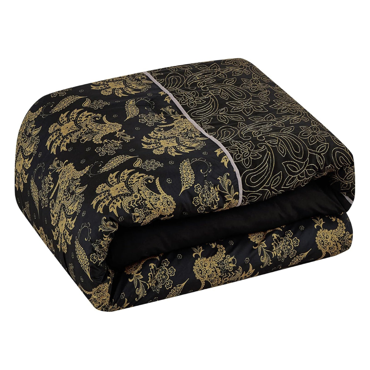 ESCA Dubh Comforter Set (7-Piece) - Black/Yellow