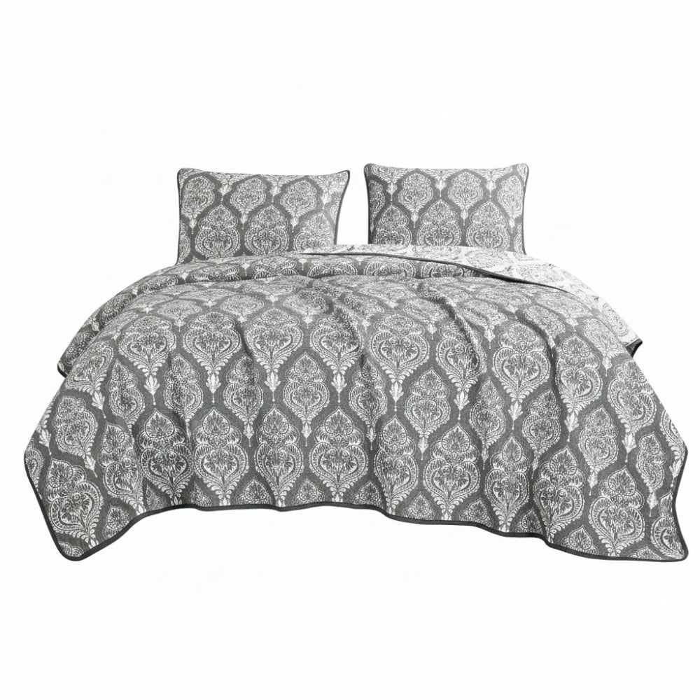 Eshe Oneida Matelasse Coverlet Set (3-Piece) - Grey