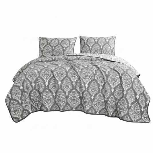 Eshe Oneida Matelasse Coverlet Set (3-Piece) - Grey