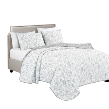Elight Home Ratna King Size (3-Piece) Comforter Set - White/Gray