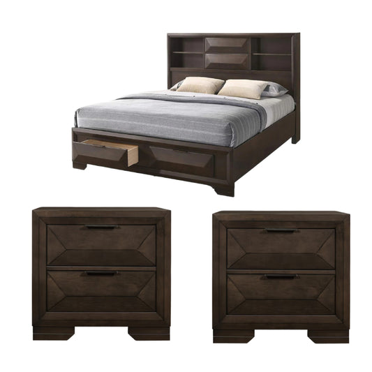Queen Size (3-Piece) Bedroom Set by Best Home - Brown