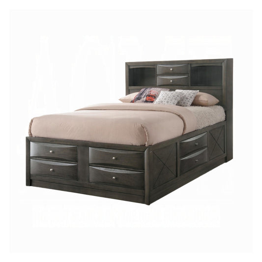 Emila Queen Bed with 2 Nightstands by Best Home - Gray